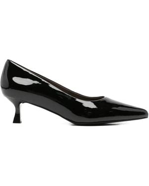 Linda Baumann Patent-Finish Pointed-Toe Court Shoes - Black