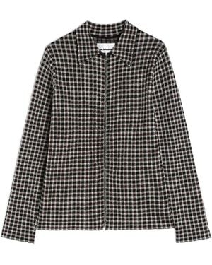 Jil Sander Check-Pattern Zip-Front Shirt - Black