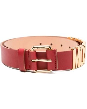 Moschino Logo-Plaque Leather Belt - Pink