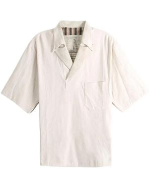 Ziggy Chen T-Shirt Mit Breitem Kragen - Weiß
