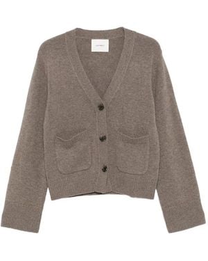 Lisa Yang Danni V-Neck Patch-Pocket Cardigan - Brown