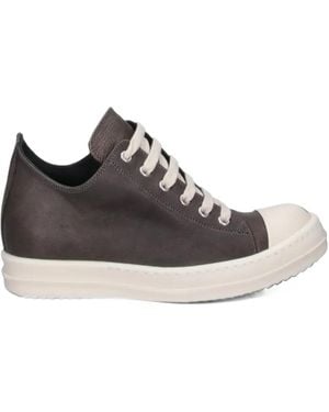 Rick Owens Leather Low-Top Sneakers - Black