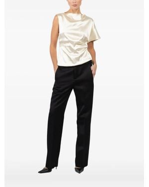 The Seafarer Draped Sleeveless Blouse - ブラック