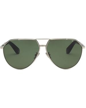 Philipp Plein Double-Bridge Pilot-Frame Sunglasses - Green