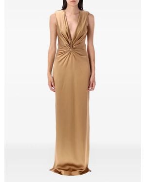 Tom Ford Ärmelloses Abendkleid mit verdrehtem Kragen - Natur