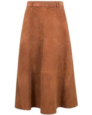Semicouture Panelled Suede Skirt - Brown
