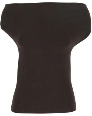 Semicouture Angels Shoulder-Pad Top - Black