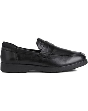 Geox Logo-Detail Leather Loafers - Black