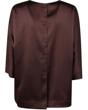 DR. HOPE Satin Three-Quarter Sleeve Shirt - Brown