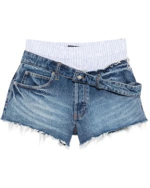 Alexander Wang Boxer-Waistband Denim Shorts - Blue