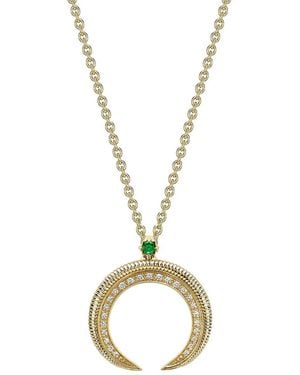 Faberge 18Kt Colours Of Love Miniature Hilal Crescent Emerald And Diamond Pendant - Metallic