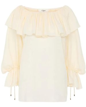 Chloé Ruffled Long-Sleeve Blouse - White