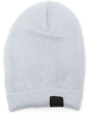N°21 Logo-tag Mohair Beanie - グレー