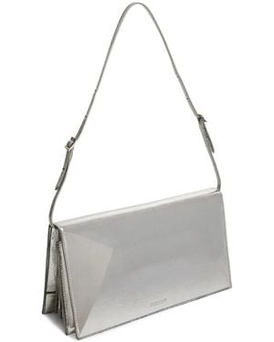 Jil Sander Medium File Laminated Leather Shoulder Bag - White
