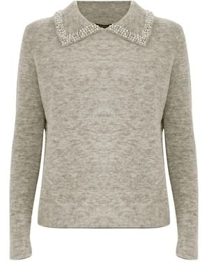 Kocca Aralda Trui Met Kraag Met Kralen - Grijs