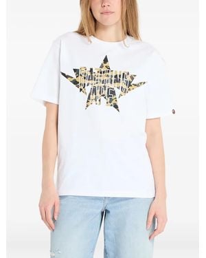 A Bathing Ape T-Shirt 1St Camo Twin Star Nyc - Blanc
