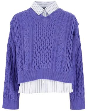 Juun.J Cable-Knit Layered Sweater - Blue