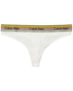 Calvin Klein Logo-Band Thongs - White