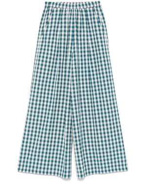 forte_forte Check-Pattern Pants - Blue