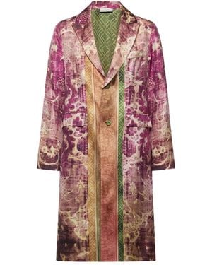 Pierre Louis Mascia Damask-Print Panelled Coat - Pink
