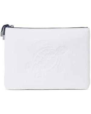 Vilebrequin Pool Embossed-Turtle Clutch Bag - White