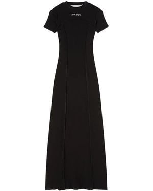 Palm Angels Open Back Logo Rib Dress - Black