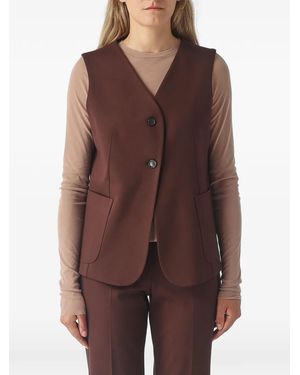 MEIMEIJ Button-Up V-Neck Gilet - Brown