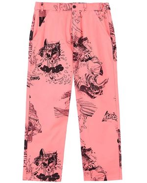Comme des Garçons Graphic-Print Trousers - Pink