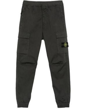 Stone Island Pantalon Cargo À Patch Logo - Black