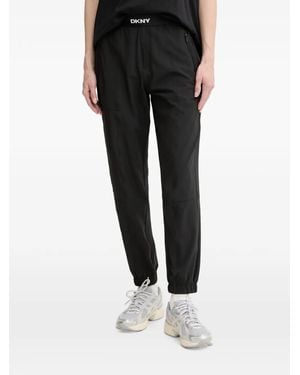 DKNY Logo-Waistband Elasticated-Cuff Track Trousers - Black