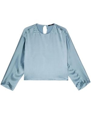 Seventy Drop-Shoulder Satin-Finish Blouse - Blue