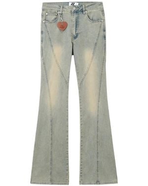 Izzue Paneled Flared Jeans - Gray
