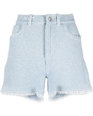 Barrie Fine-Knit Fringe-Detail Shorts - Blue