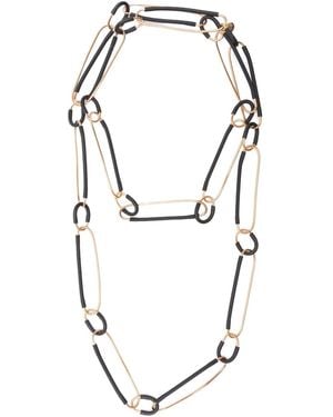 Liviana Conti Leather-Trim Necklace - Metallic