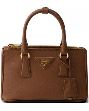 Prada Galleria Mini Saffiano Leather Bag - Brown