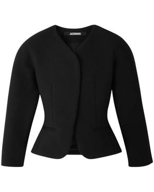 Jacquemus V-Neck Sculptural Jacket - Black