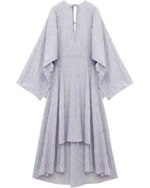 Loewe Pleated Tie-Neck Midi Dress - Grey