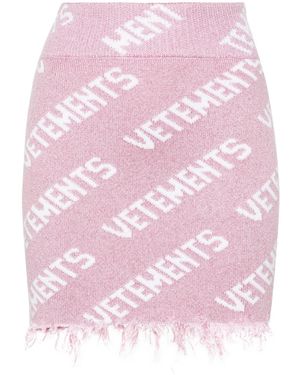 Vetements Logo-Intarsia Lurex Miniskirt - Pink