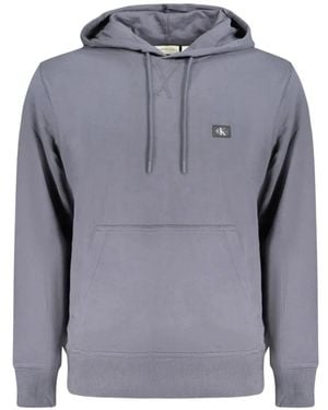 Calvin Klein Logo-Patch Cotton Hoodie - Blue