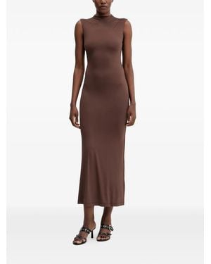 Bardot High-Neck Sleeveless Midi Dress - Brown