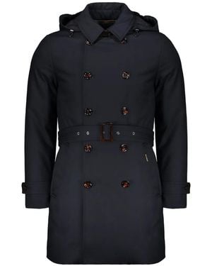 Moorer Belted Hooded Jacket - Blue