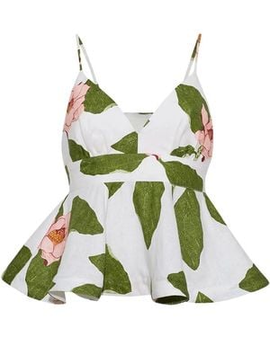 Cara Cara Floral-Print Peplum Top - Green
