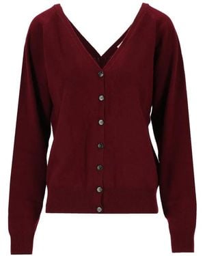 Lisa Yang Jiani V-Neck Cashmere Cardigan - Red