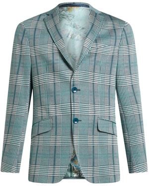 Etro Glen Plaid Jersey Blazer - Blue