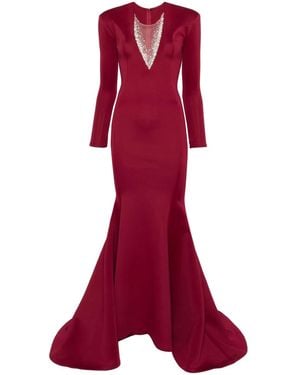 AAVVA Crystal-Embellished Mermaid Gown - Red