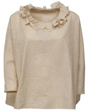 Apuntob Ruffled-Collar Blouse - Natural
