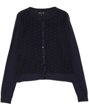 agnès b. Broderie-Anglaise Button-Front Cardigan - Blue