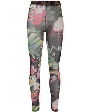 Philipp Plein Floral-Print Leggings - Grey