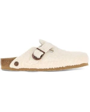 Birkenstock Boston Woolly Moon Buckle - White