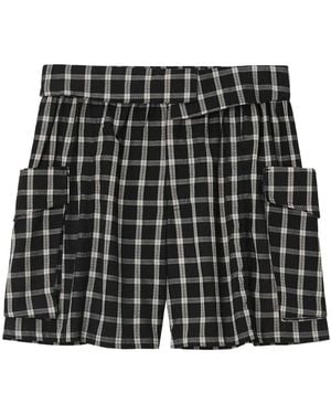B+ AB Check-Pattern Shorts - Black